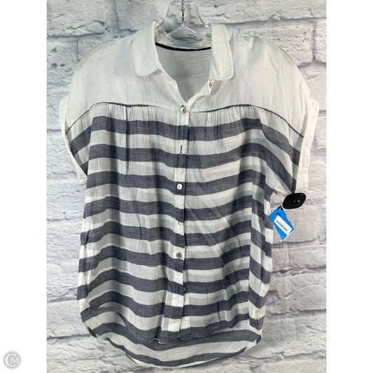 Top Short Sleeve By Anthropologie In Blue & White, Size: M