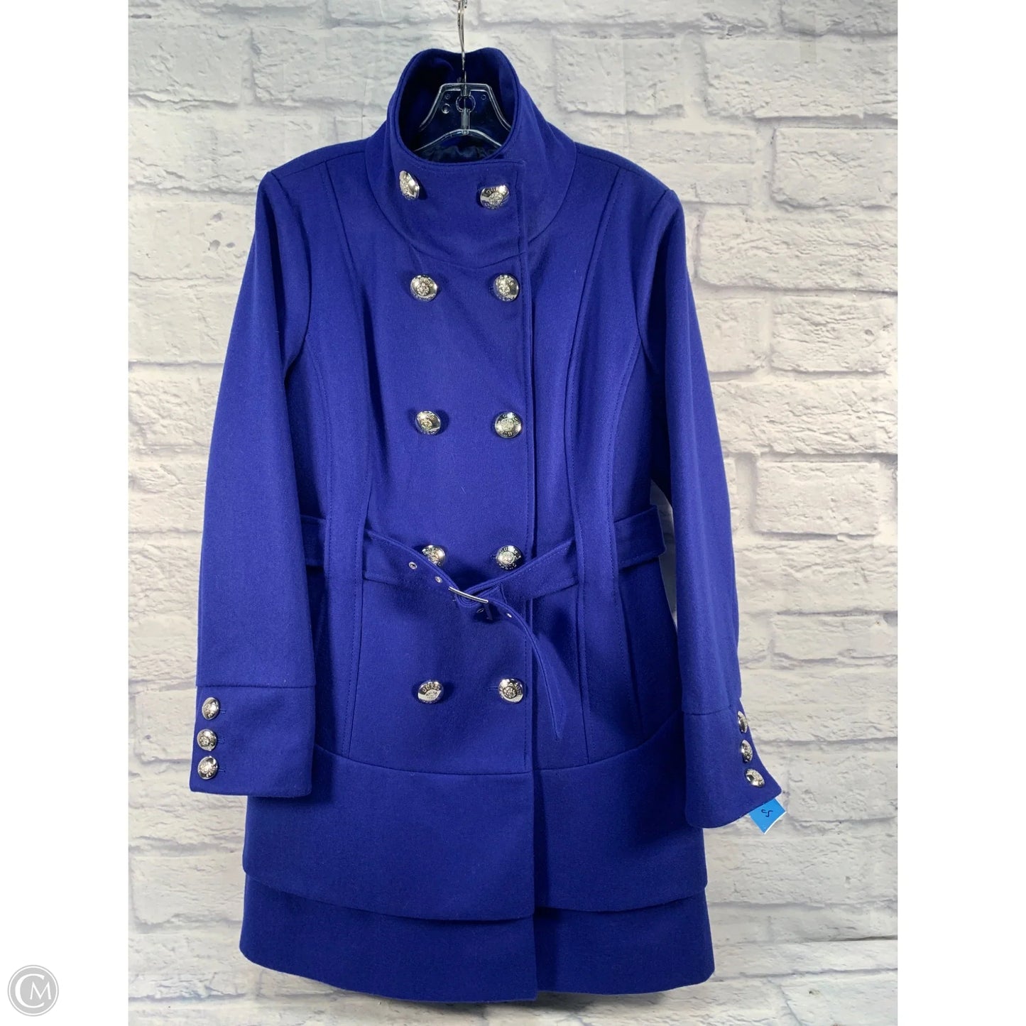 Coat Wool By Guess In Blue, Size: Xl