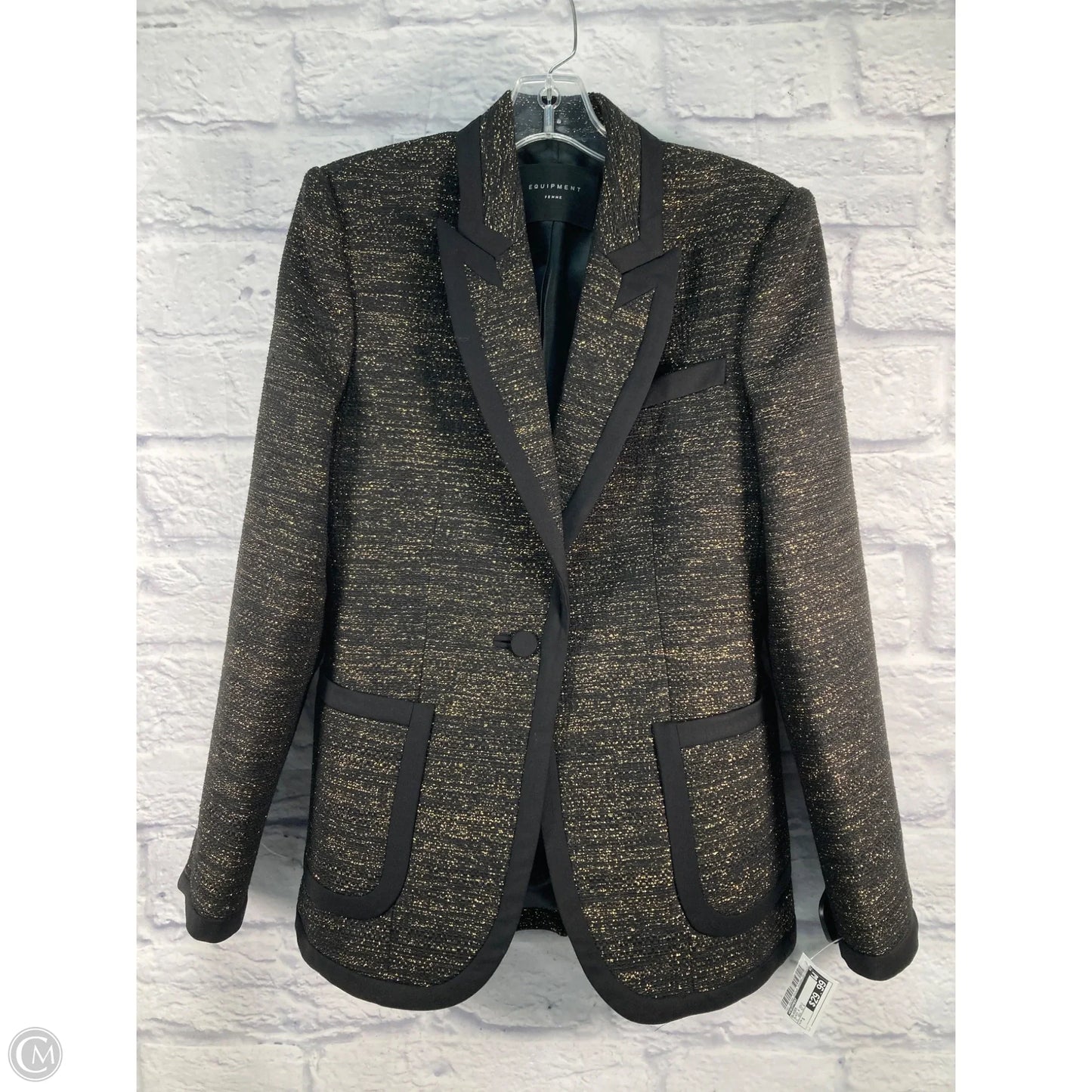 Blazer By Equipment In Black & Gold, Size: S