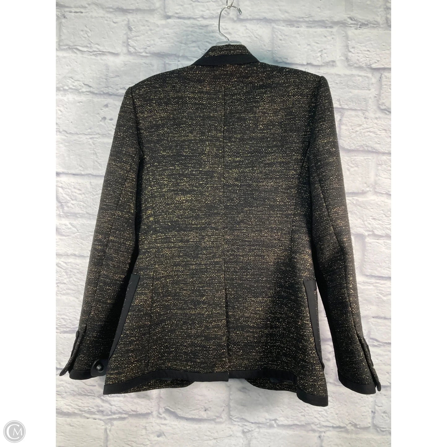 Blazer By Equipment In Black & Gold, Size: S