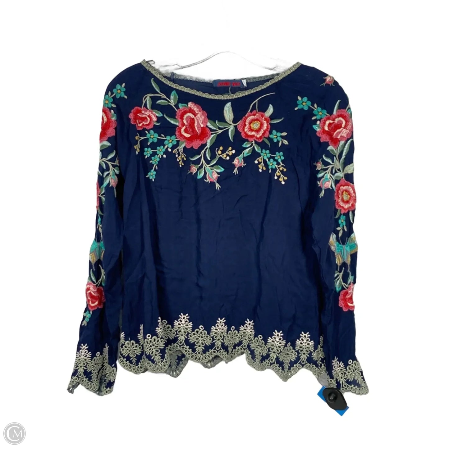 Blouse Long Sleeve By Johnny Was In Floral Print, Size: Xs