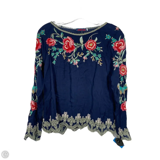Blouse Long Sleeve By Johnny Was In Floral Print, Size: Xs