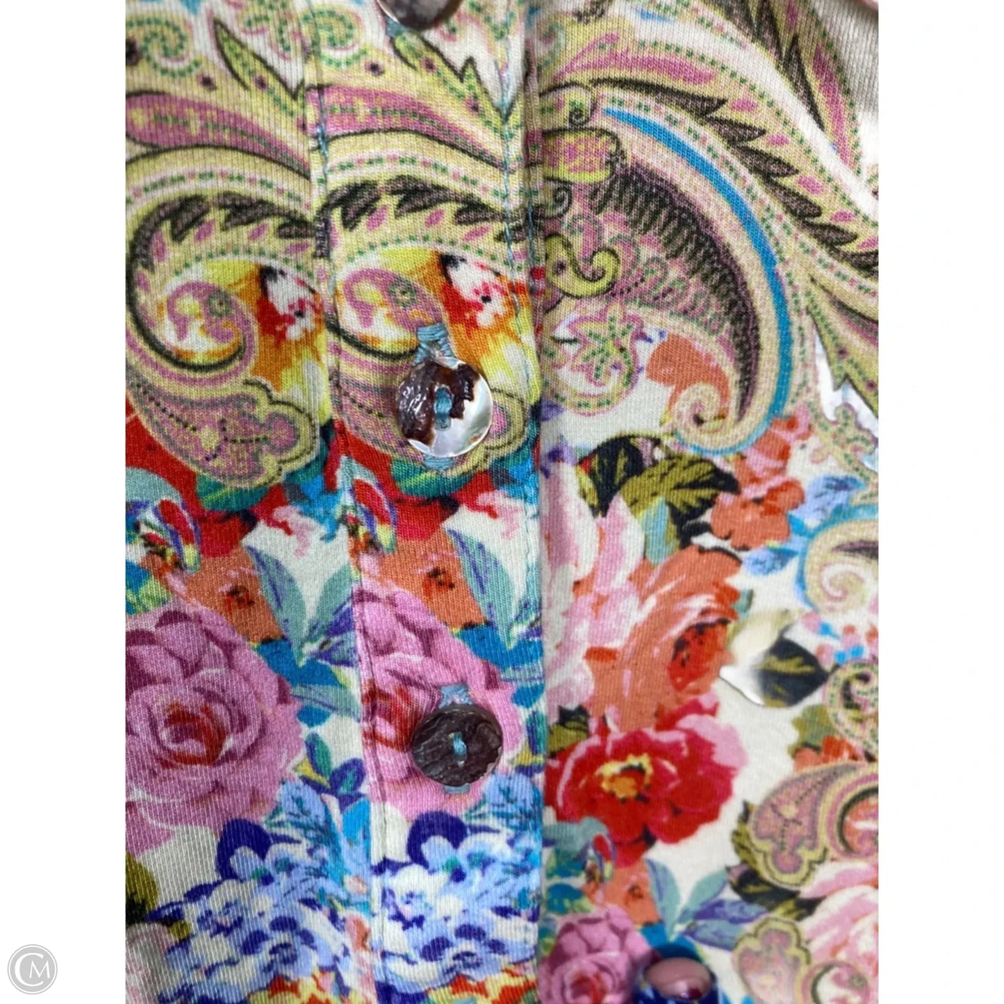 Top Short Sleeve By Johnny Was In Multi-colored, Size: S