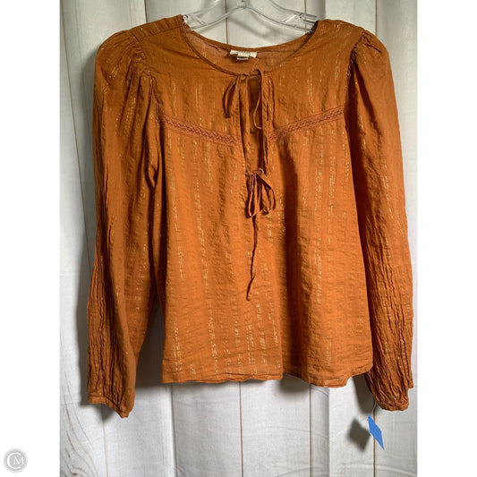 Blouse Long Sleeve By Ana In Brown, Size: L