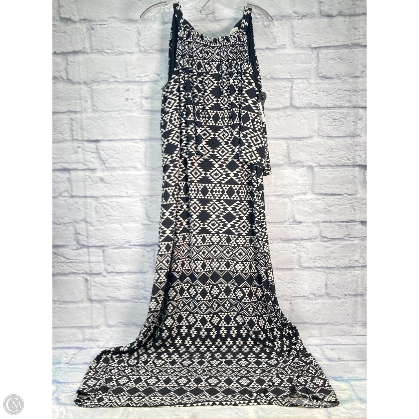 Dress Casual Maxi By Chicos In Black & White, Size: L
