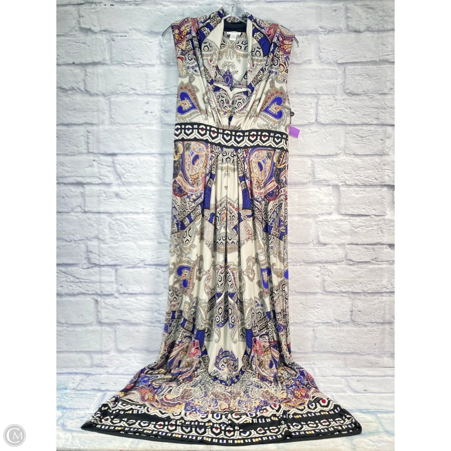 Dress Casual Maxi By Chicos In Black & Cream, Size: L