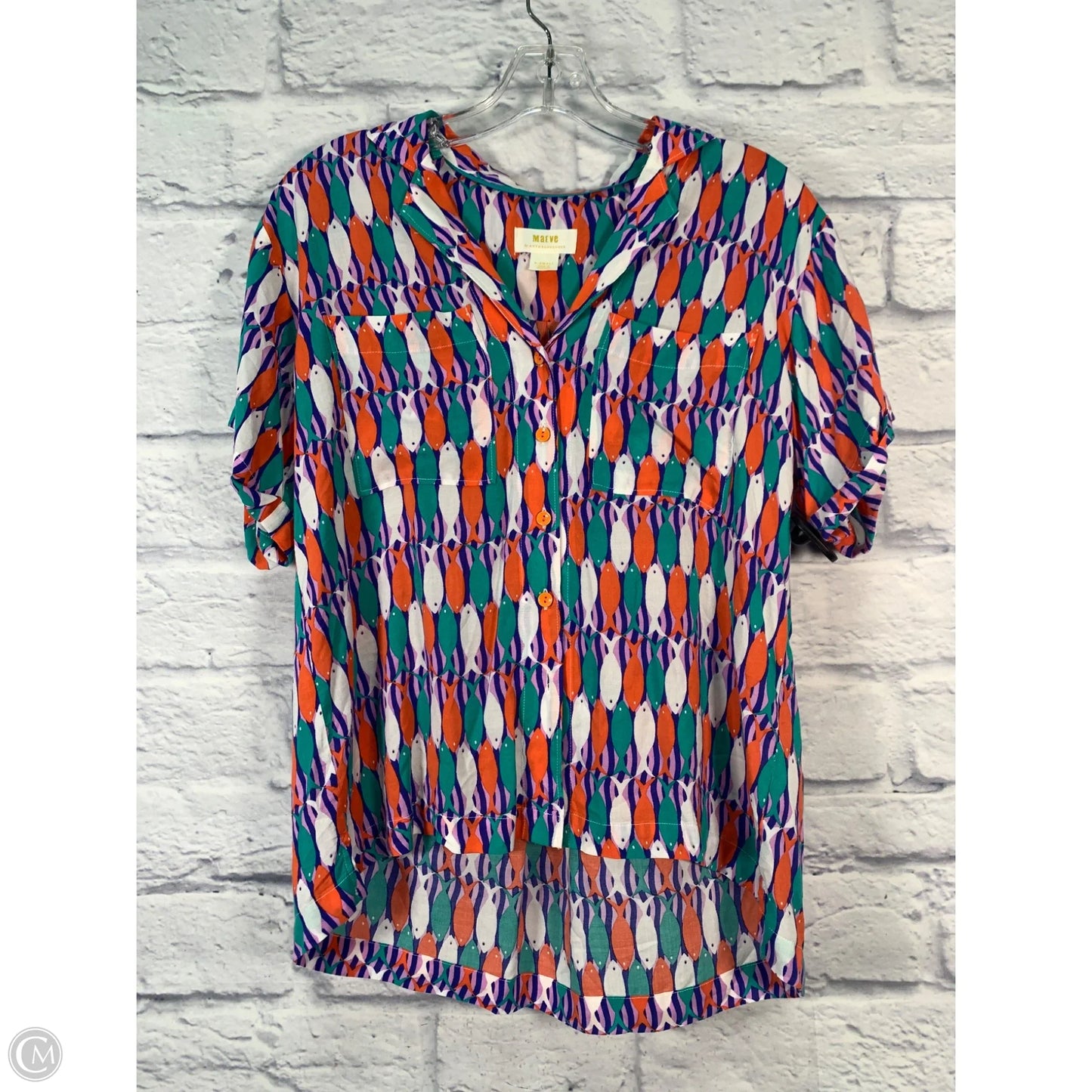 Top Short Sleeve By Maeve In Green & Orange, Size: Xs