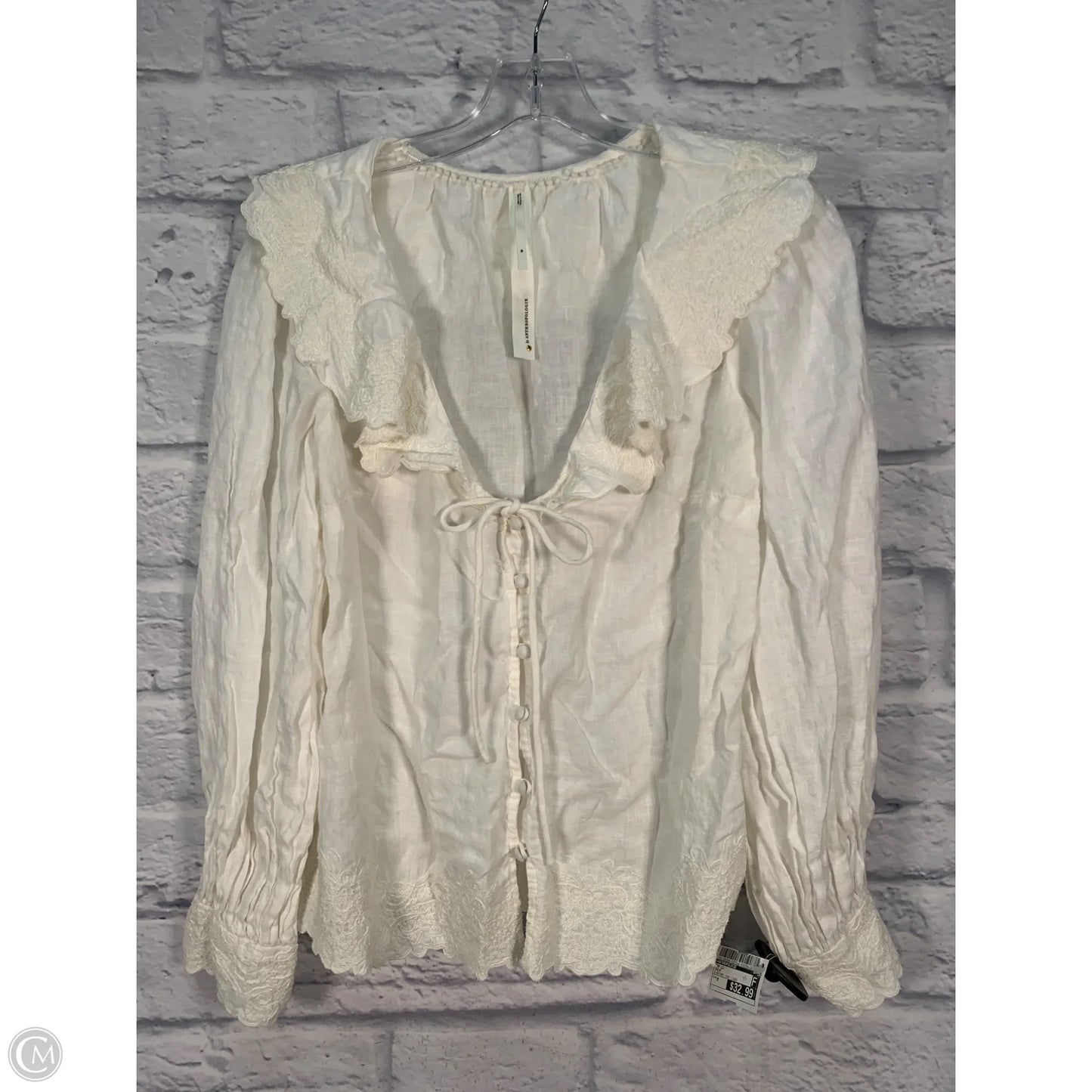 Top Long Sleeve By Anthropologie In Cream, Size: M