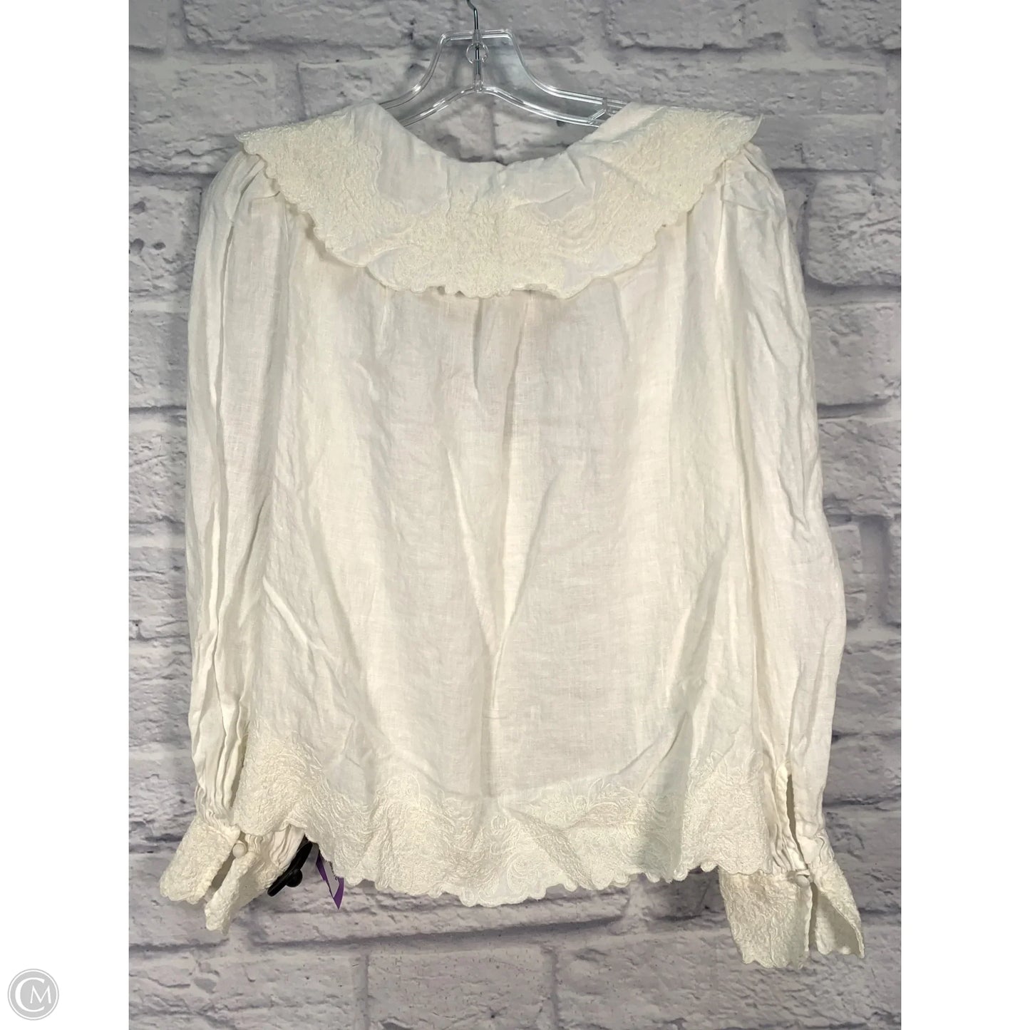 Top Long Sleeve By Anthropologie In Cream, Size: M