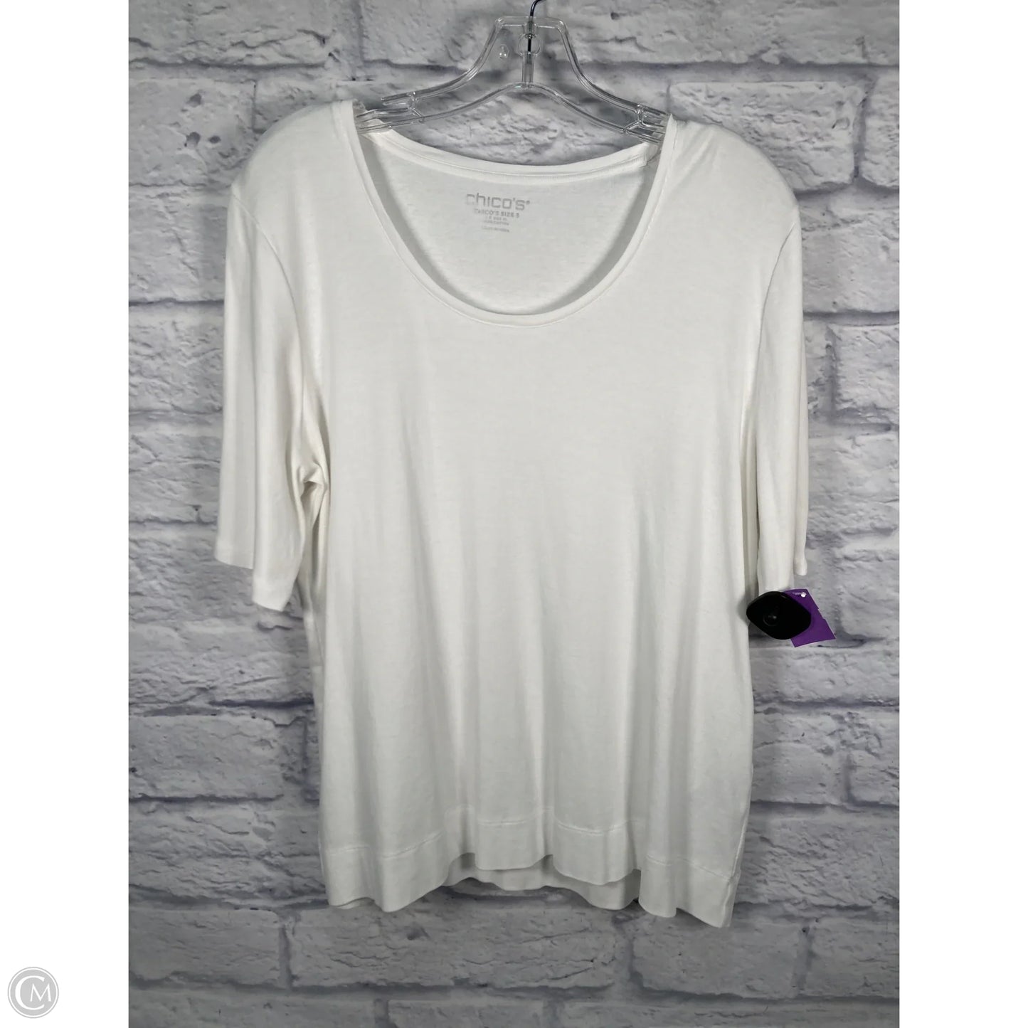 Top Short Sleeve Basic By Chicos In White, Size: Xl