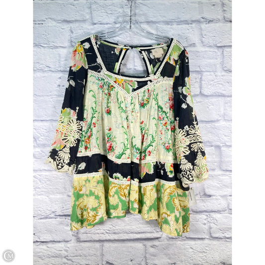 Top Long Sleeve By Anthropologie In Black & Cream, Size: M