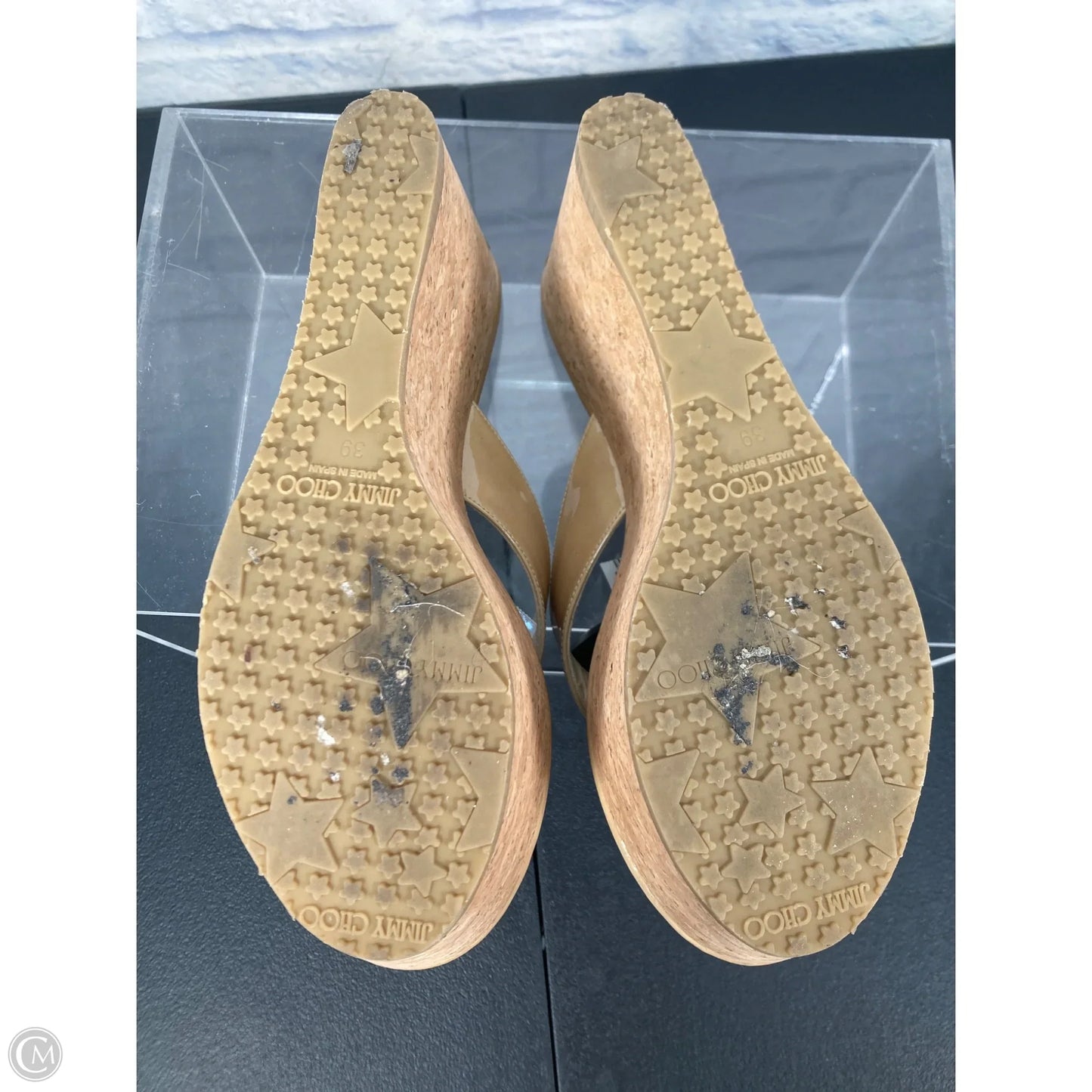 Sandals Luxury Designer By Jimmy Choo In Tan, Size: 8.5