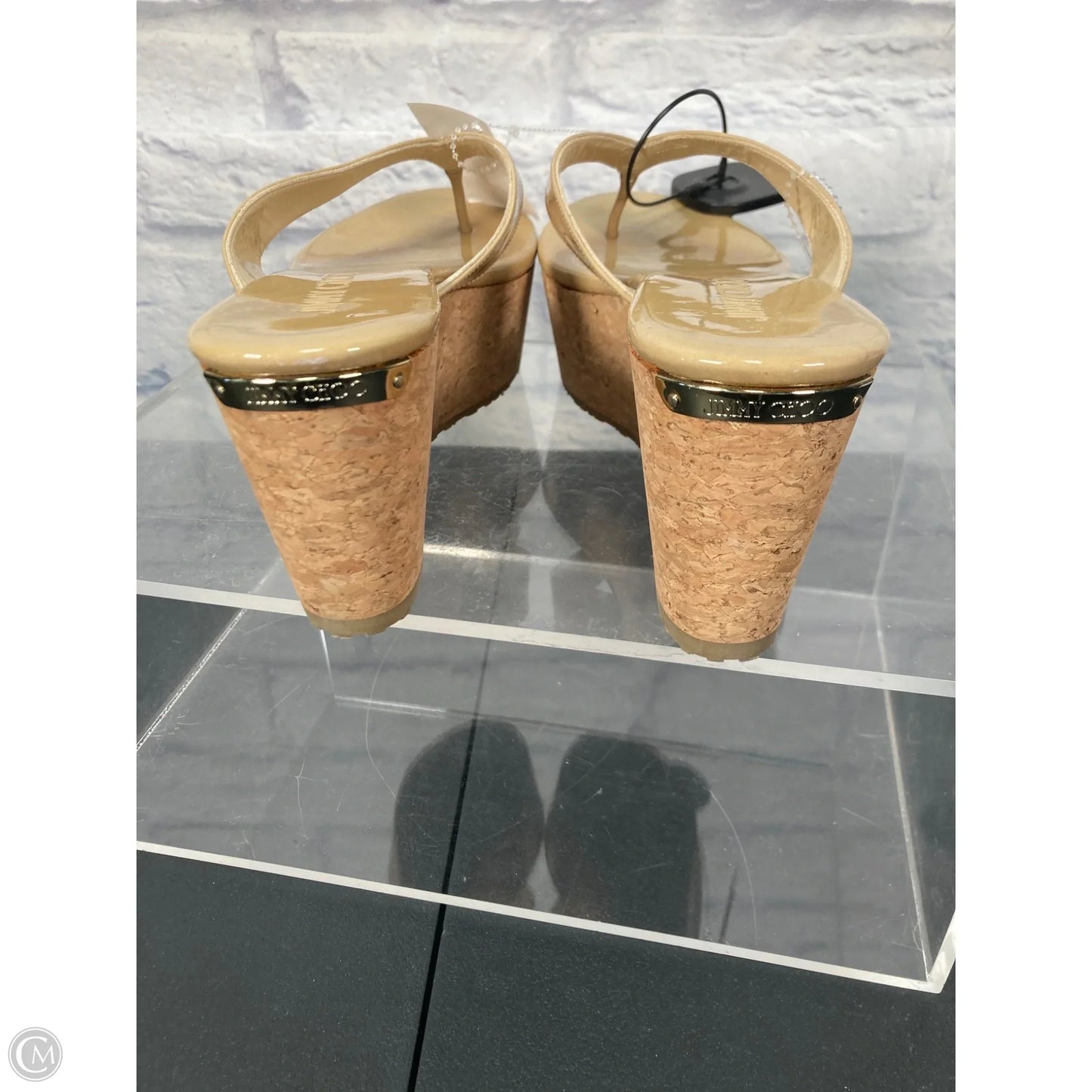Sandals Luxury Designer By Jimmy Choo In Tan, Size: 8.5