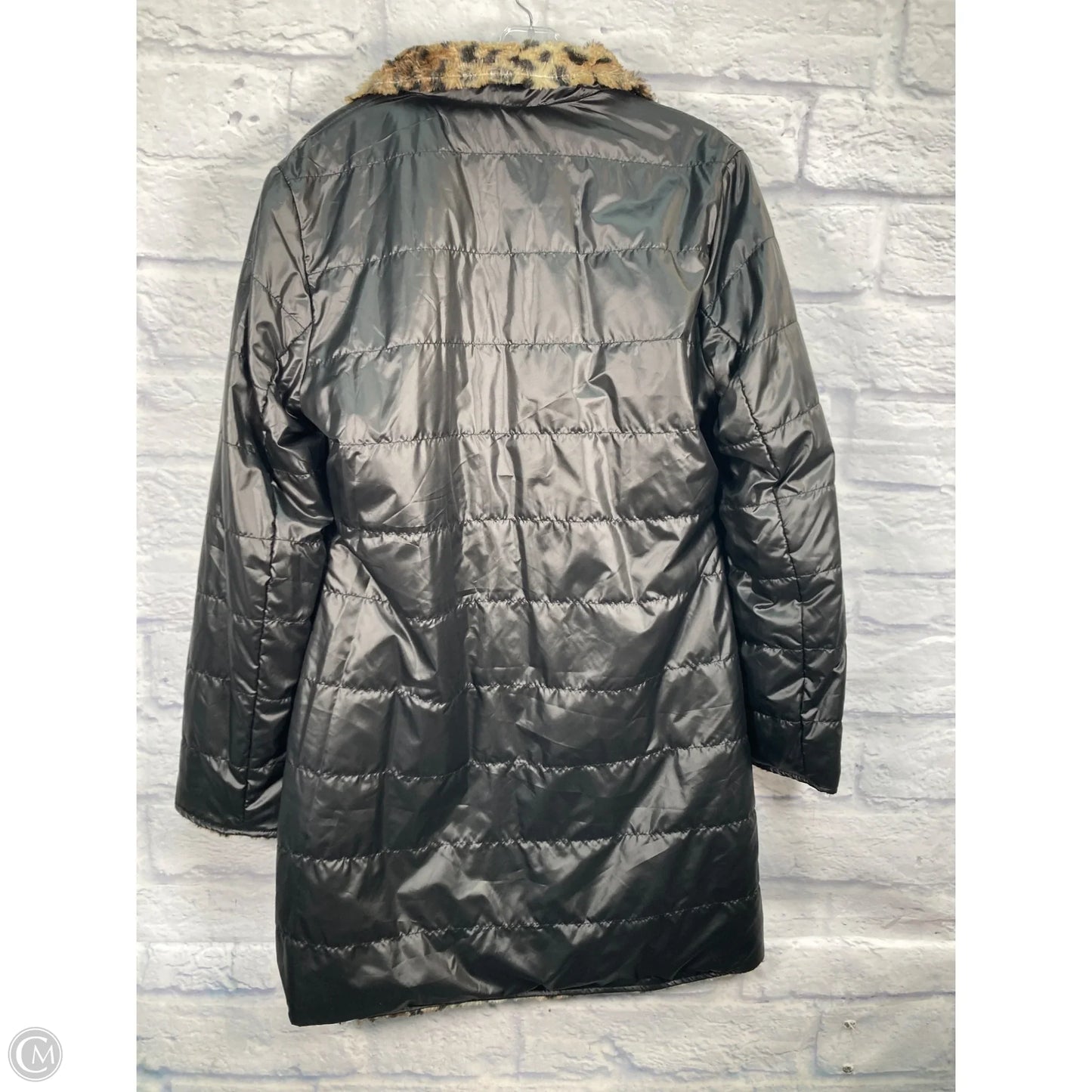 Coat Faux Fur & Sherpa By Via Spiga In Black & Brown, Size: M