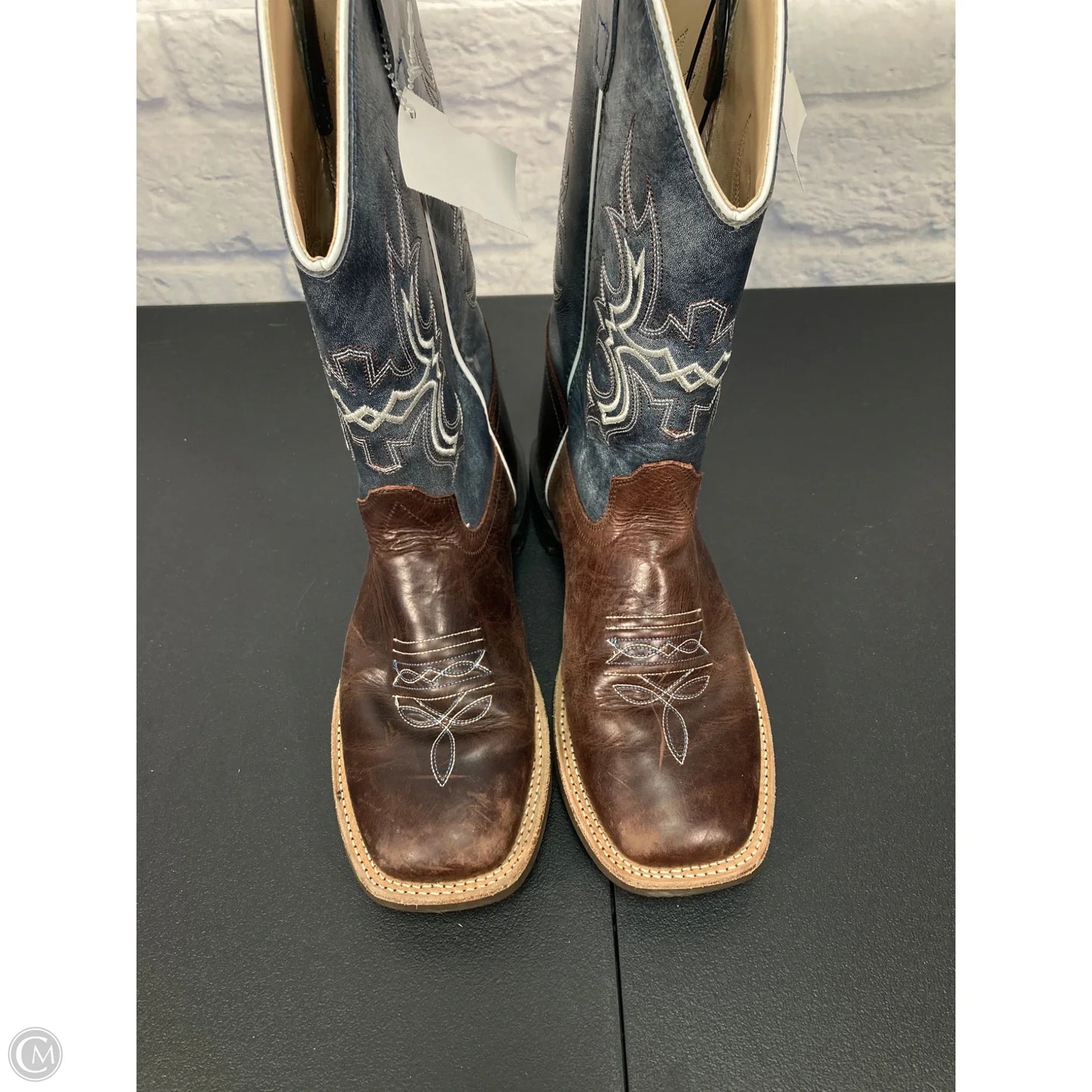 Boots Western By Old West In Blue & Brown, Size: 6.5