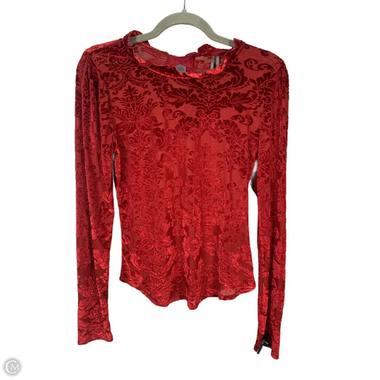 Top Long Sleeve By Anthropologie In Red, Size: M