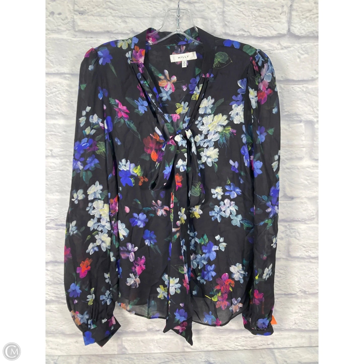 Blouse Designer By Milly In Black & White, Size: M