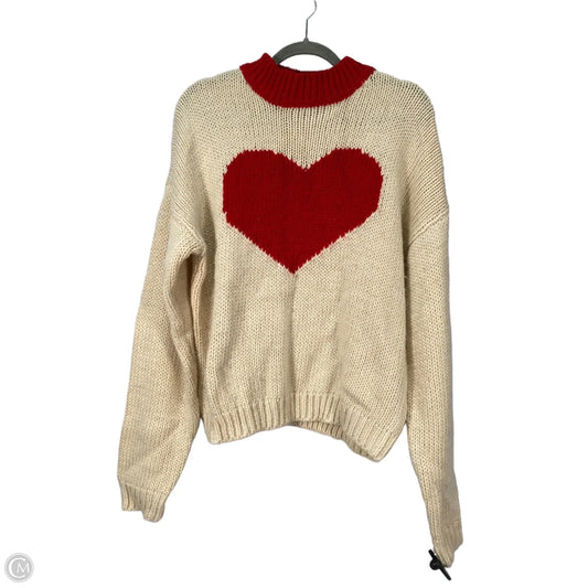 Sweater By Anthropologie In Cream & Red, Size: Xs