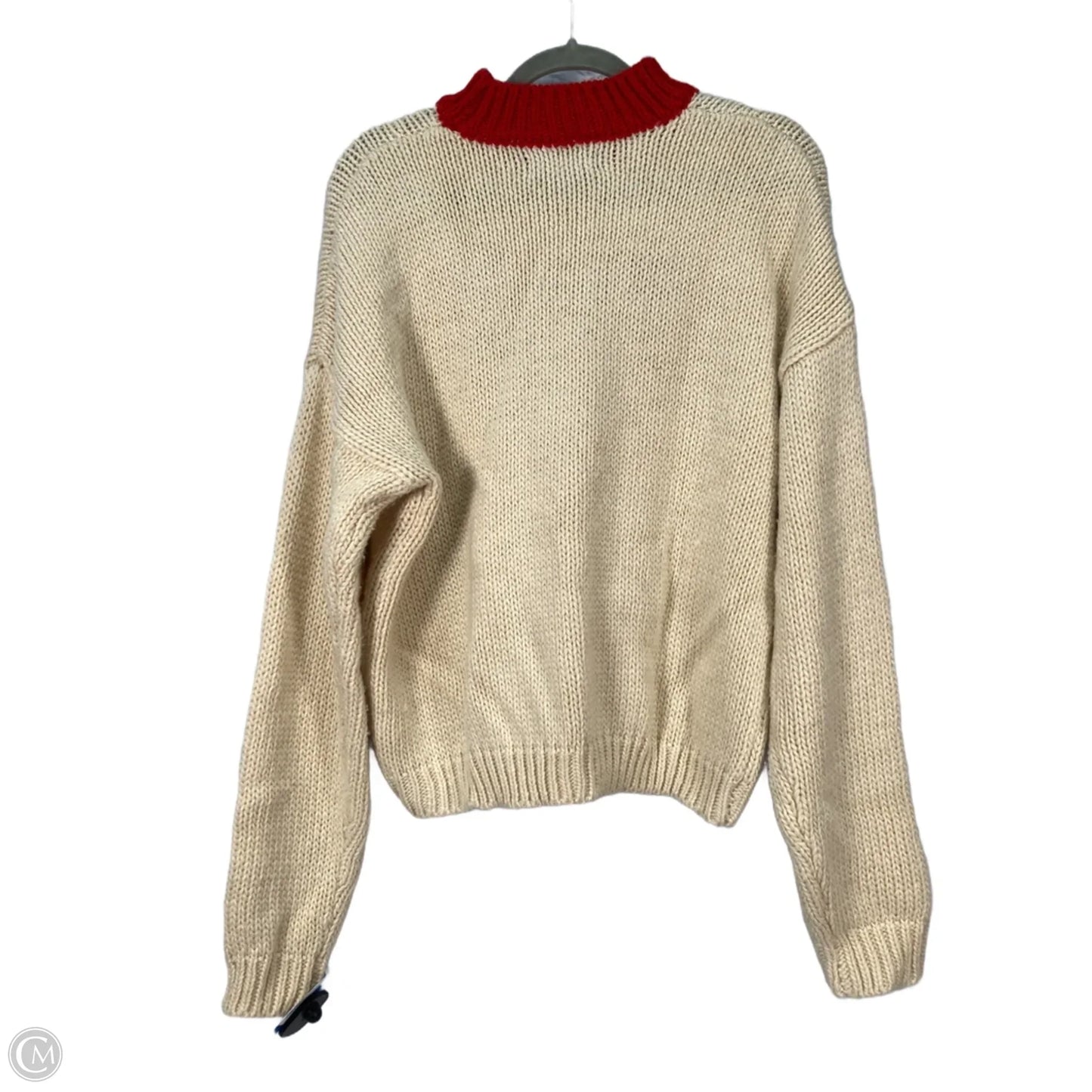 Sweater By Anthropologie In Cream & Red, Size: Xs