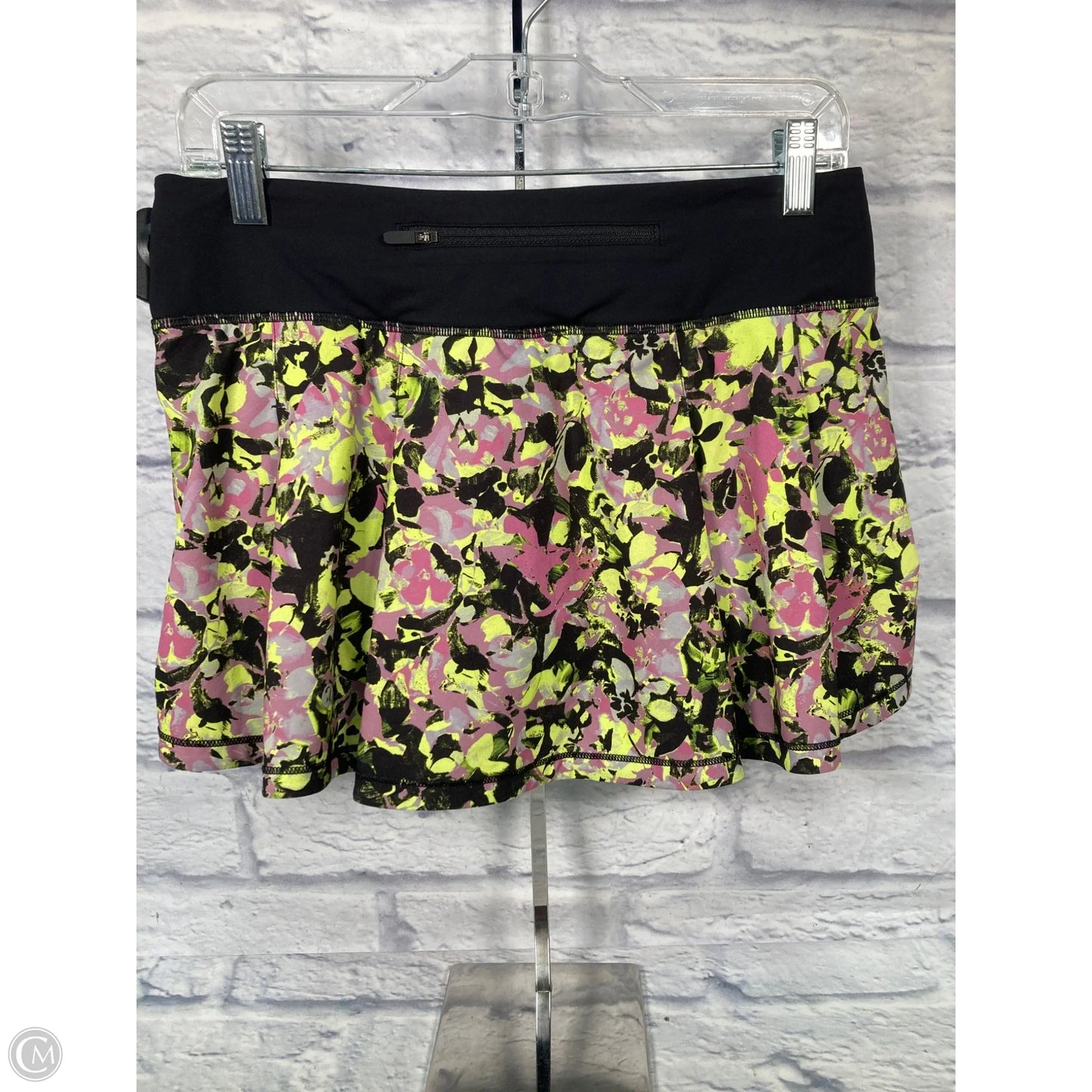 Athletic Skort By Lululemon In Black & Yellow, Size: 6
