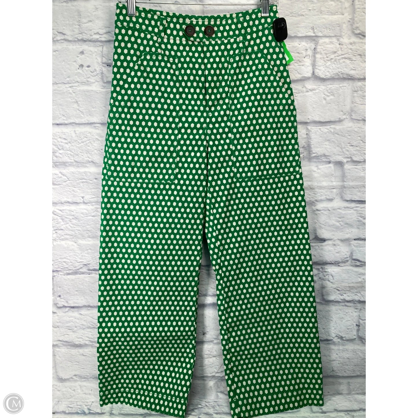 Pants Wide Leg By Maeve In Green & White, Size: 2