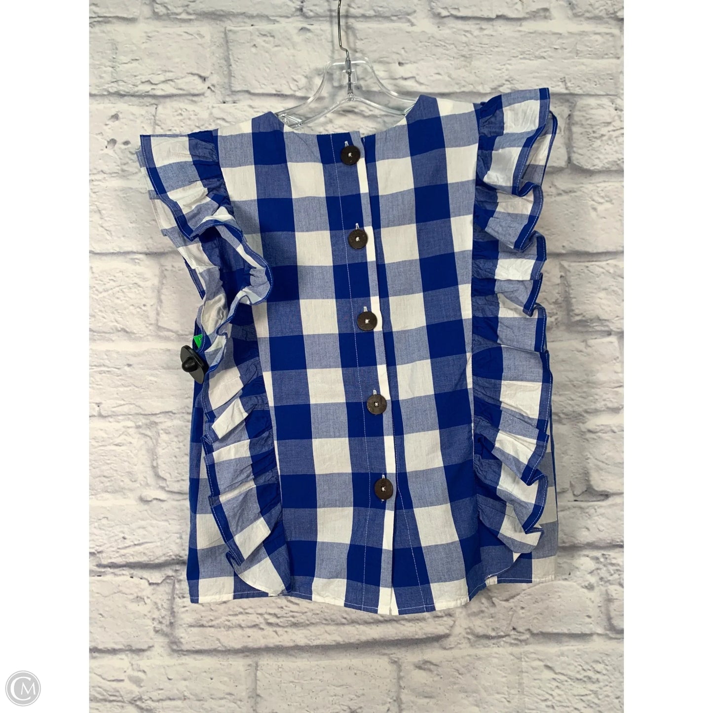 Top Short Sleeve By Anthropologie In Blue & White, Size: Xs