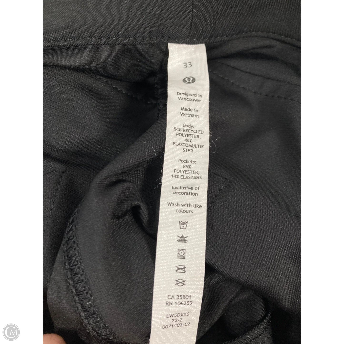 Athletic Pants By Lululemon In Black, Size: 16