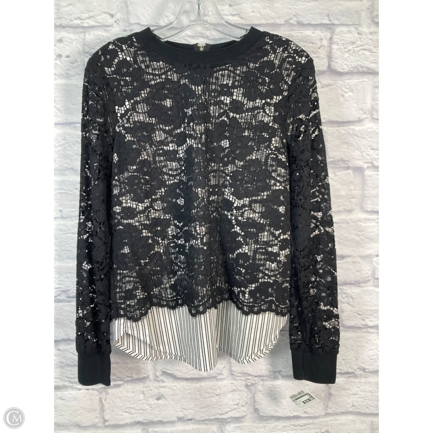 Top Long Sleeve By Dkny In Black & White, Size: Xs