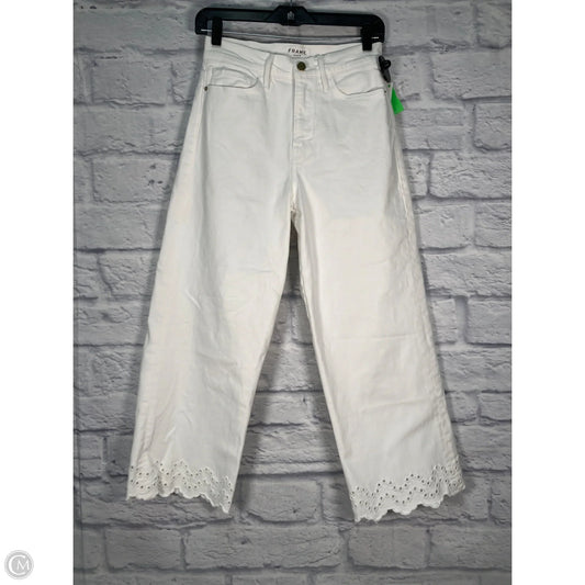 Jeans Wide Leg By Frame In White, Size: 4