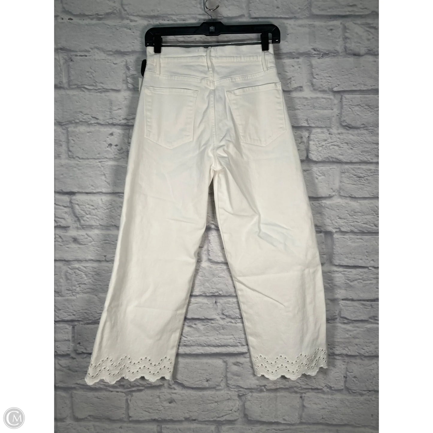 Jeans Wide Leg By Frame In White, Size: 4