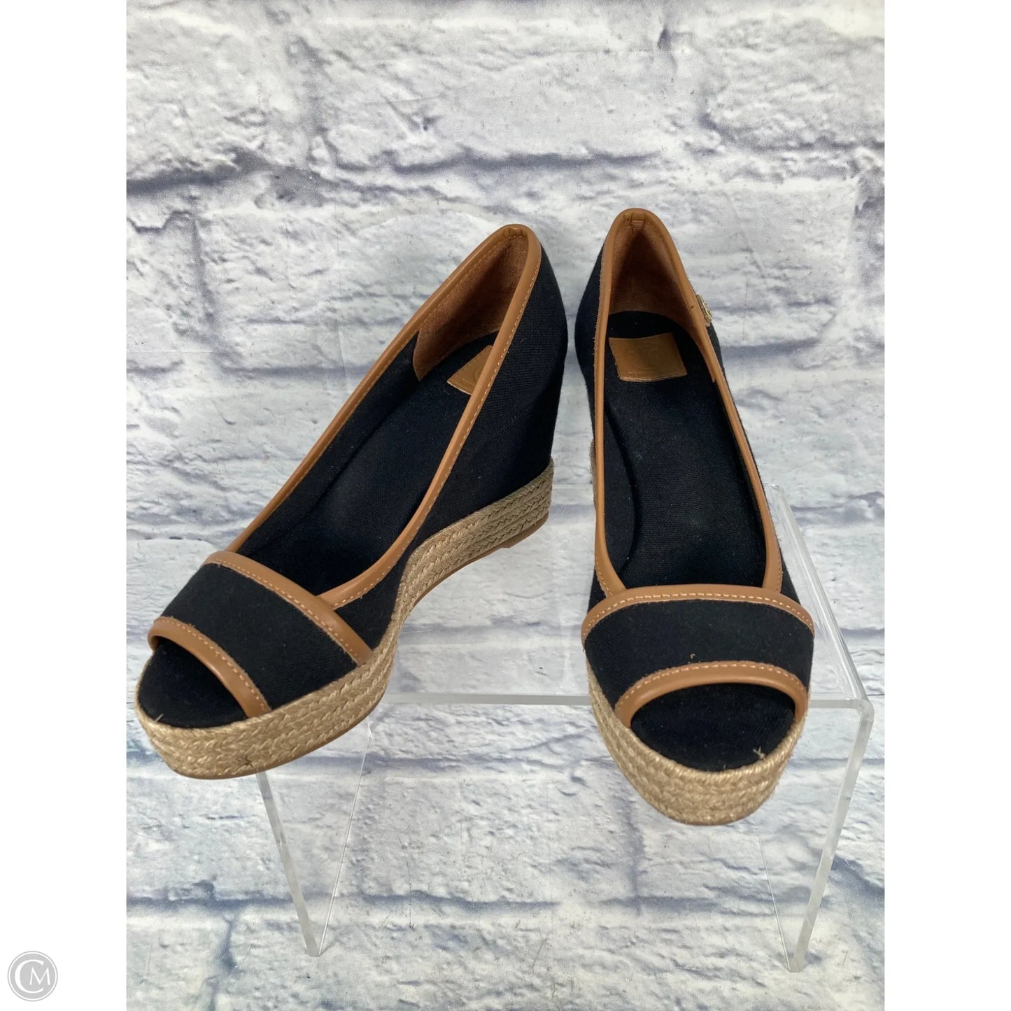 Sandals Designer By Tory Burch In Black & Brown, Size: 6.5