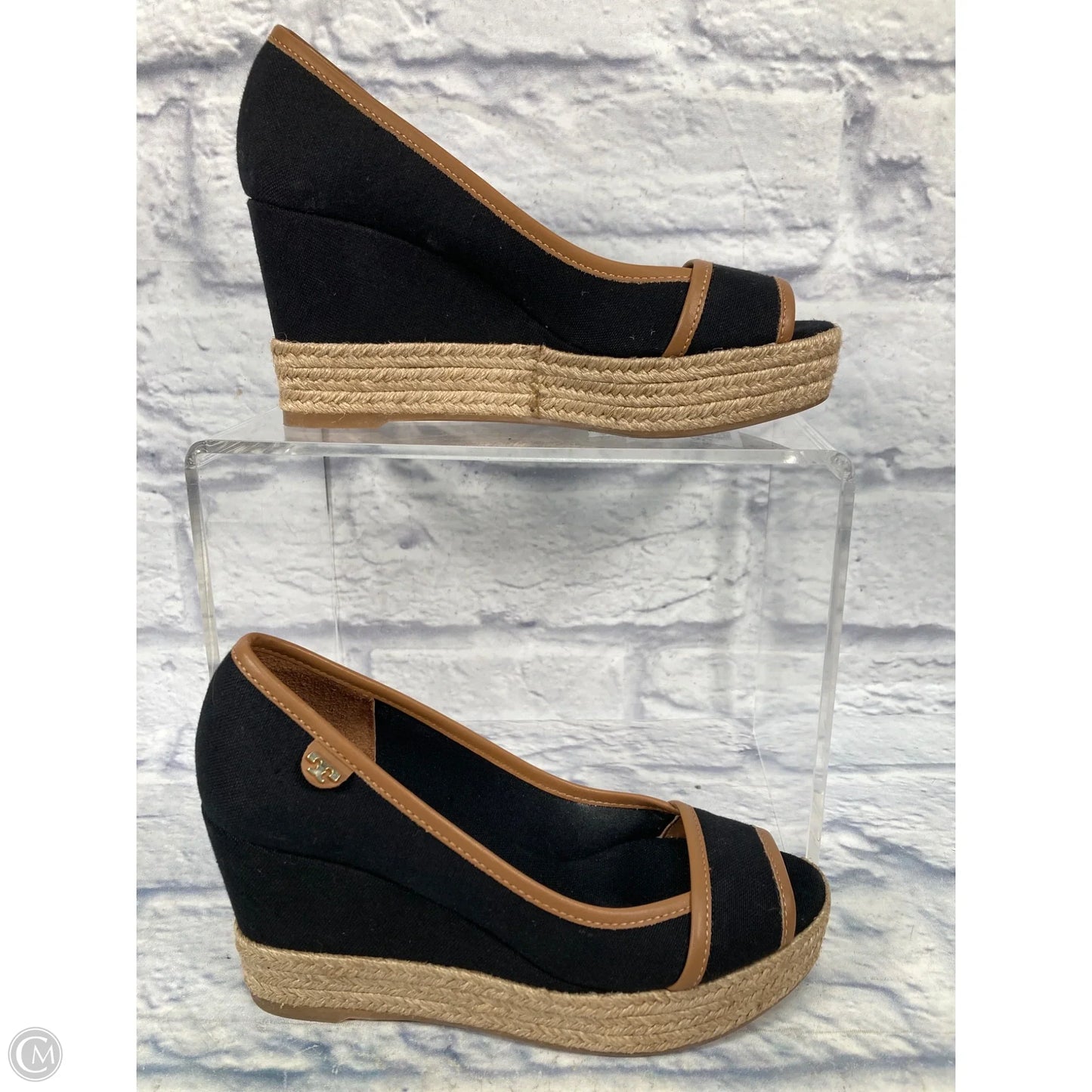 Sandals Designer By Tory Burch In Black & Brown, Size: 6.5