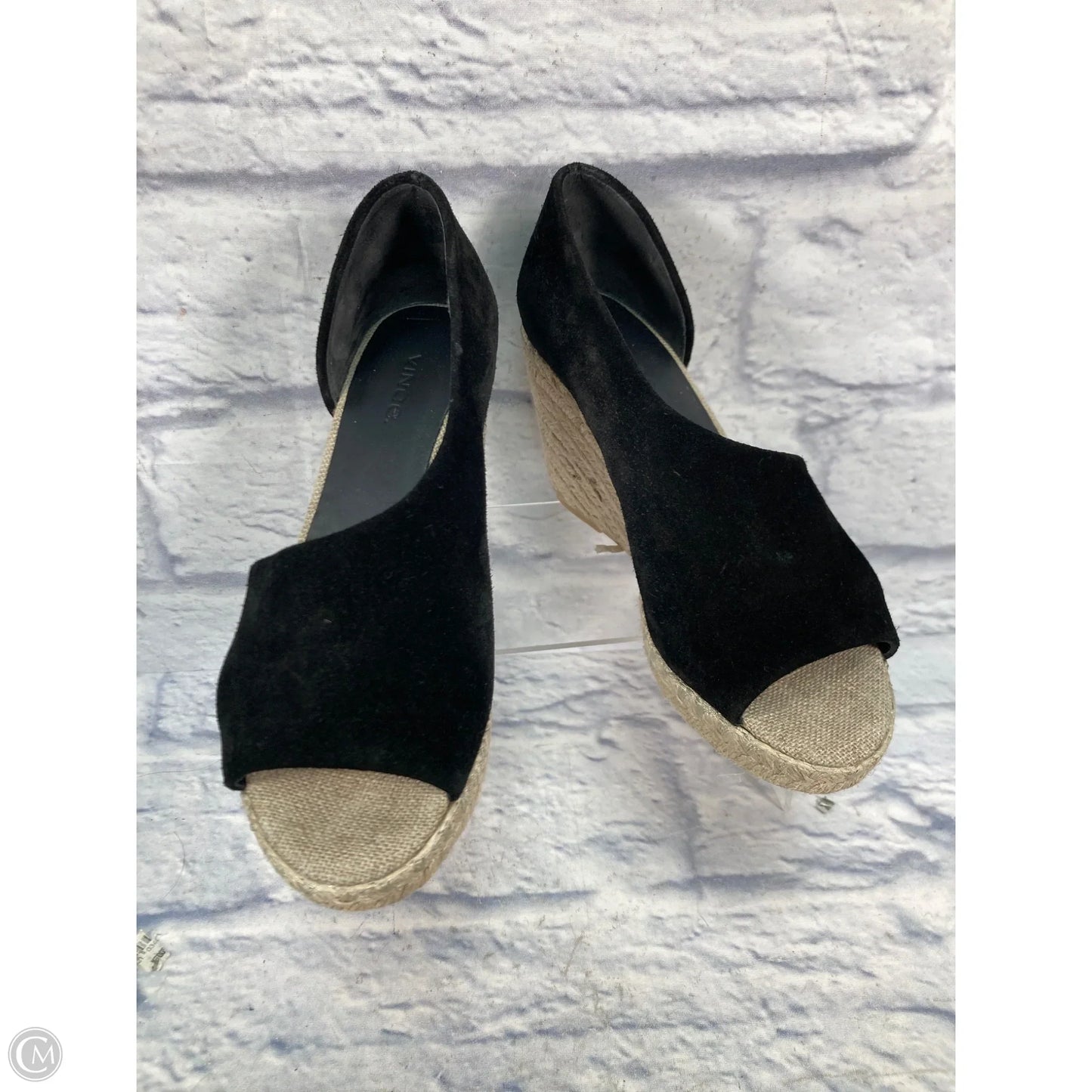 Sandals Heels Wedge By Vince In Black & Tan, Size: 6.5