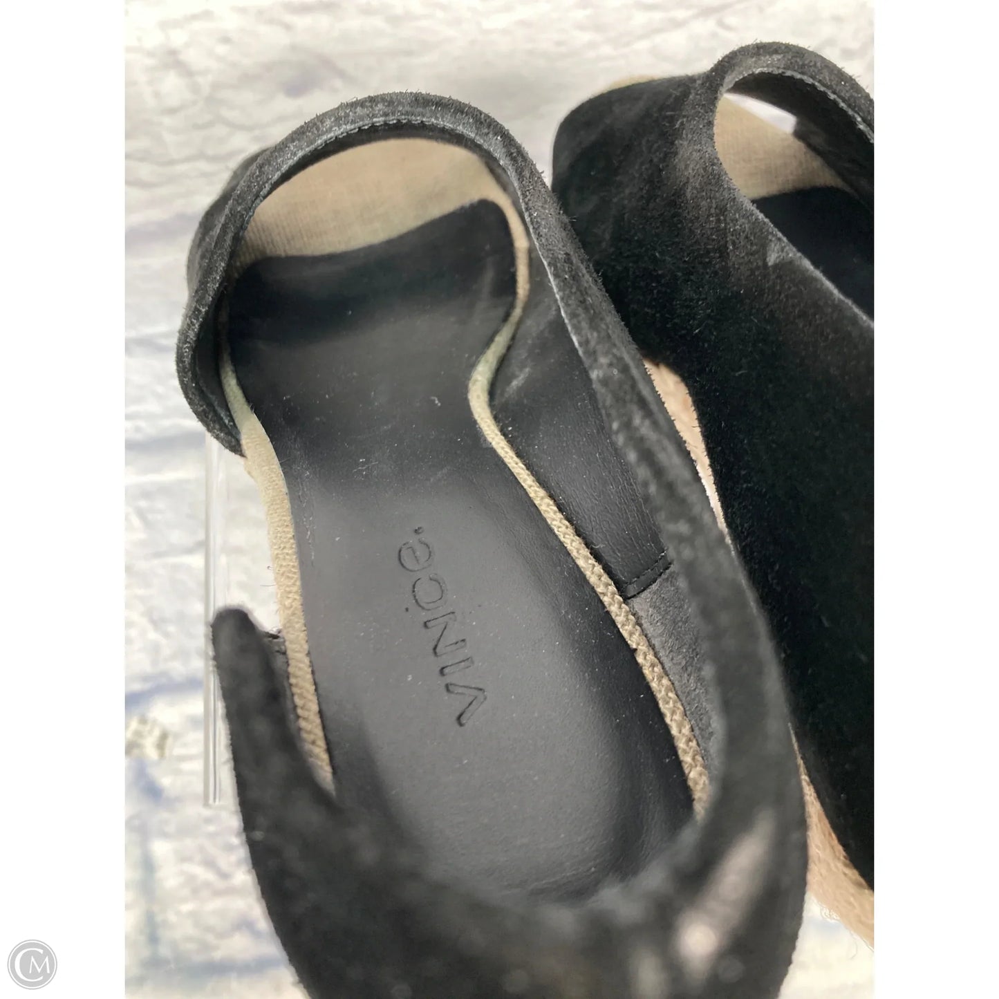 Sandals Heels Wedge By Vince In Black & Tan, Size: 6.5
