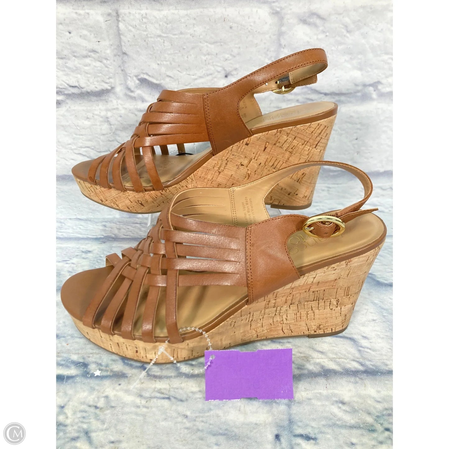 Sandals Heels Wedge By Franco Sarto In Brown, Size: 10