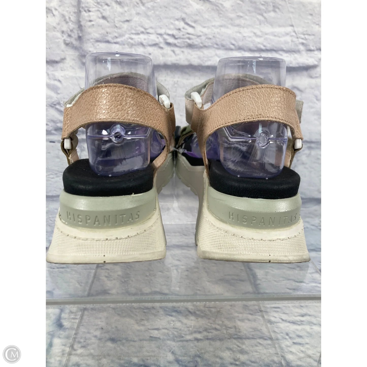 Sandals Heels Platform By Clothes Mentor In Green & Tan, Size: 8.5