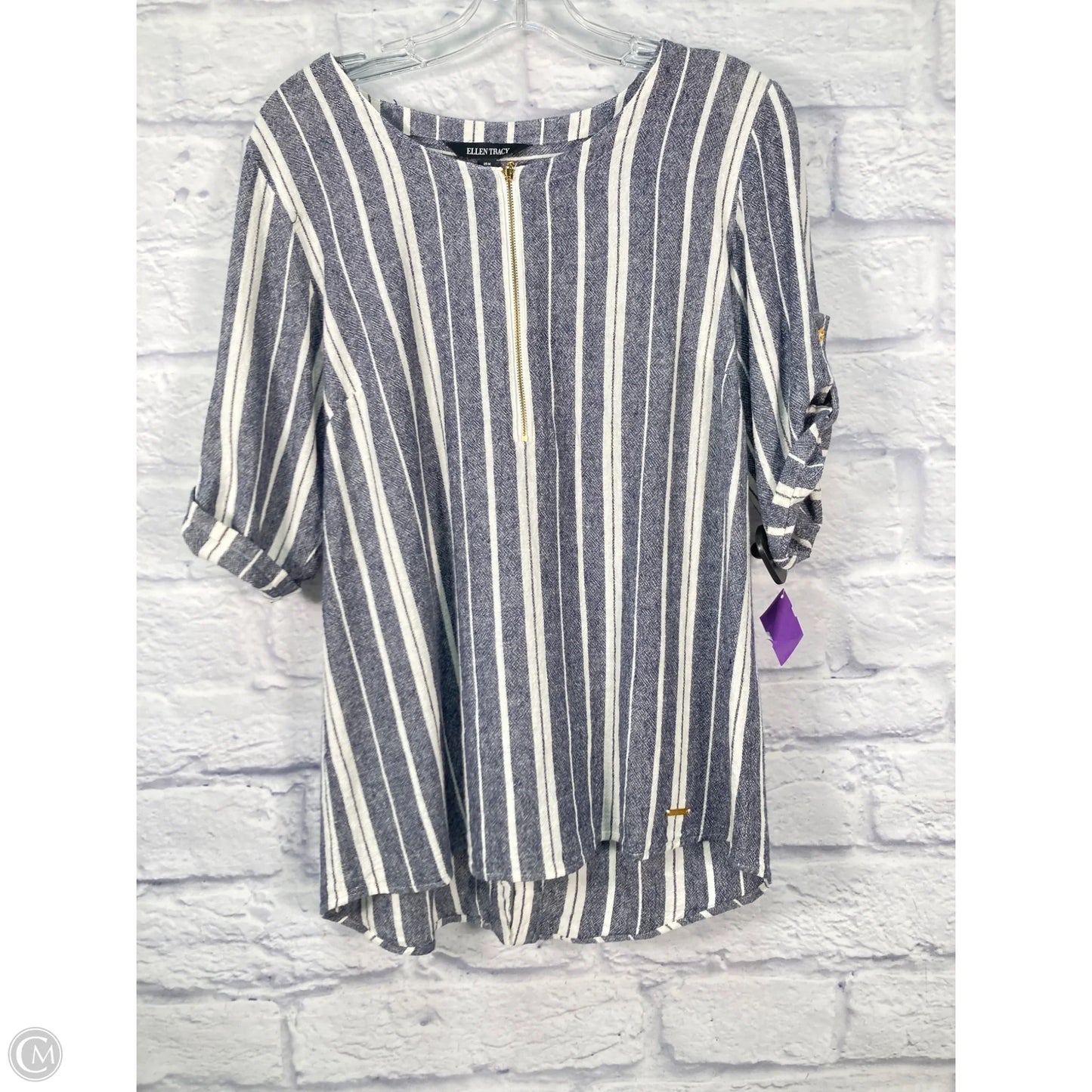 Tunic 3/4 Sleeve By Ellen Tracy In Grey, Size: M