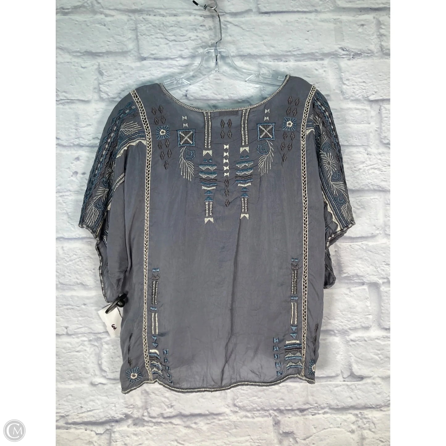 Top Short Sleeve By Johnny Was In Grey, Size: Xs