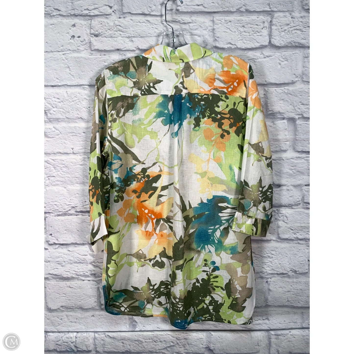Top 3/4 Sleeve By Chicos In Green, Size: S