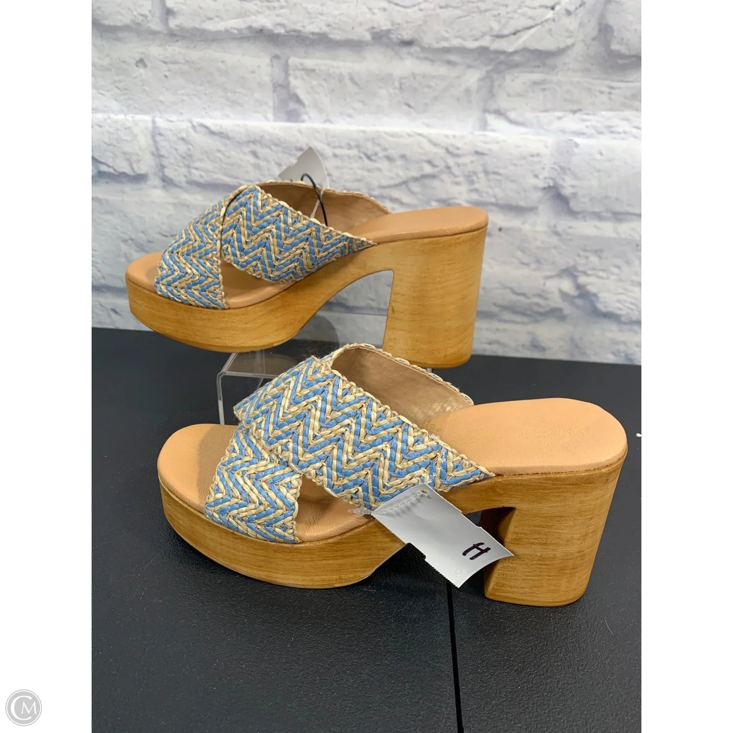 Sandals Heels Block By Clothes Mentor In Tan, Size: 8