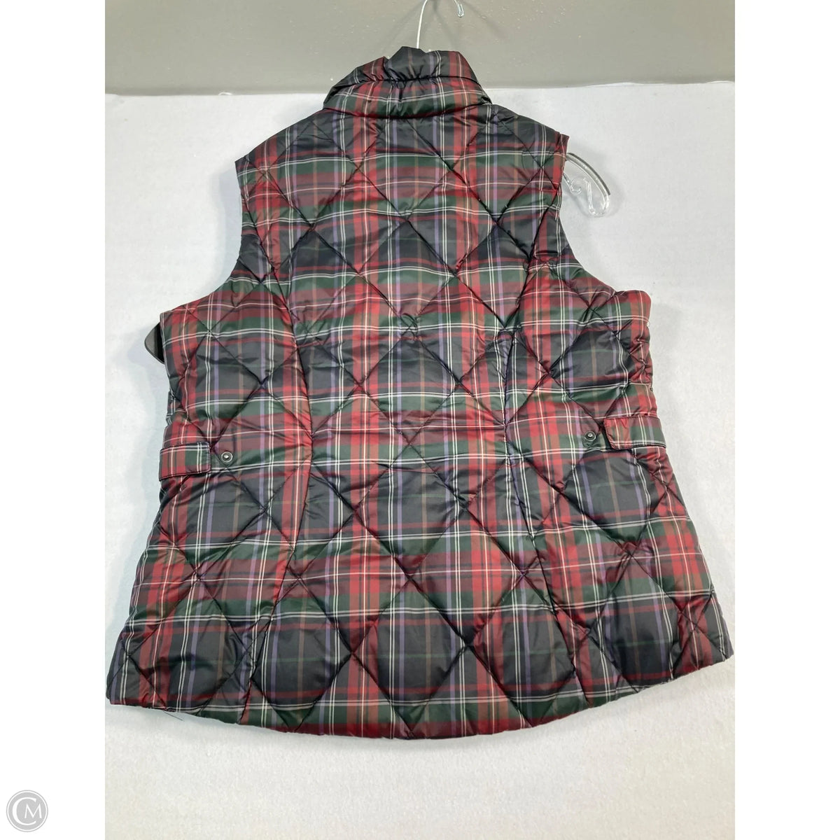 Vest Puffer & Quilted By Eddie Bauer In Plaid Pattern, Size: L