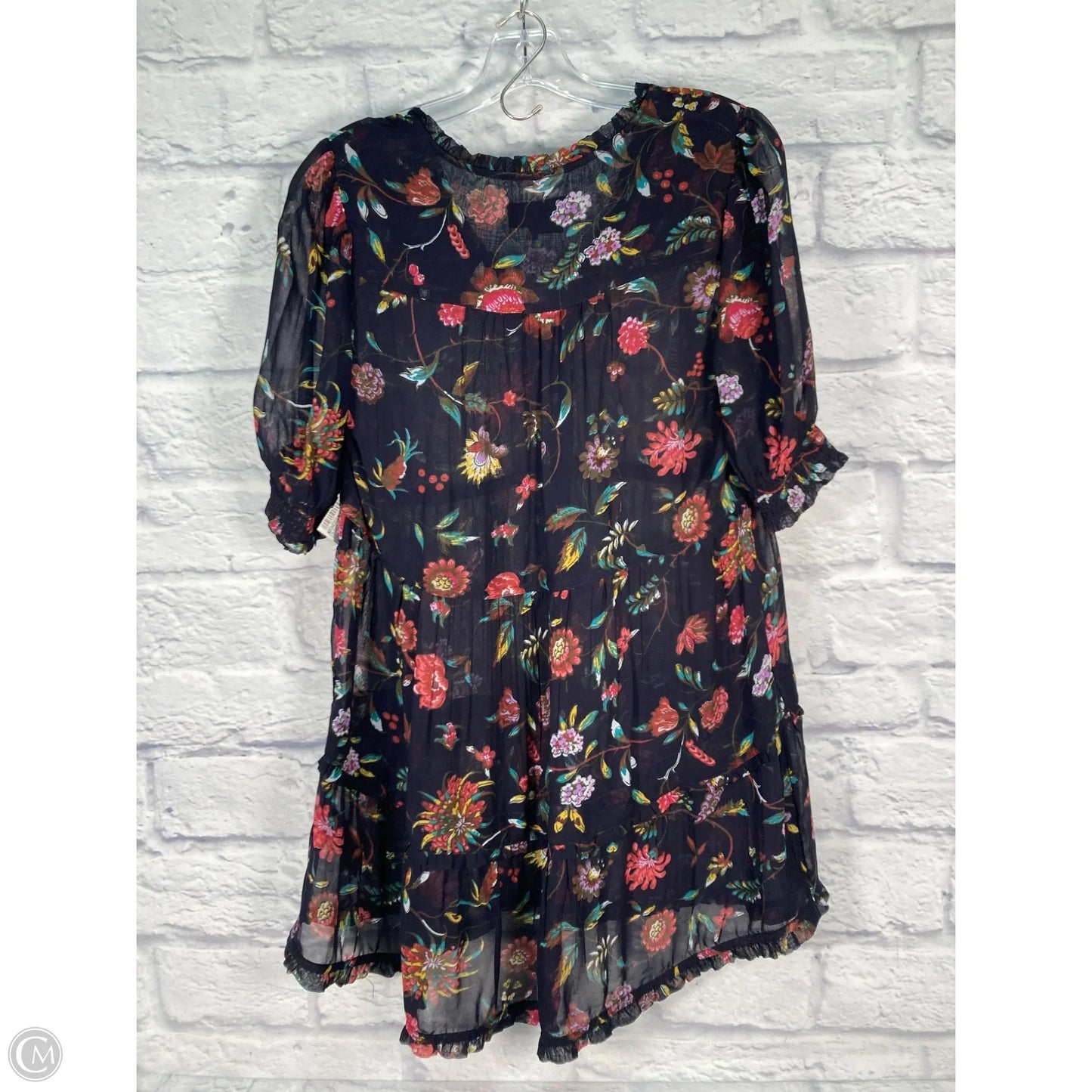 Blouse Short Sleeve By Anthropologie In Floral Print, Size: S
