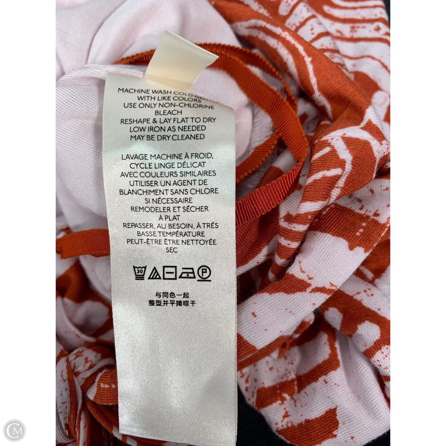 Top Short Sleeve By Anthropologie In Cream & Orange, Size: L