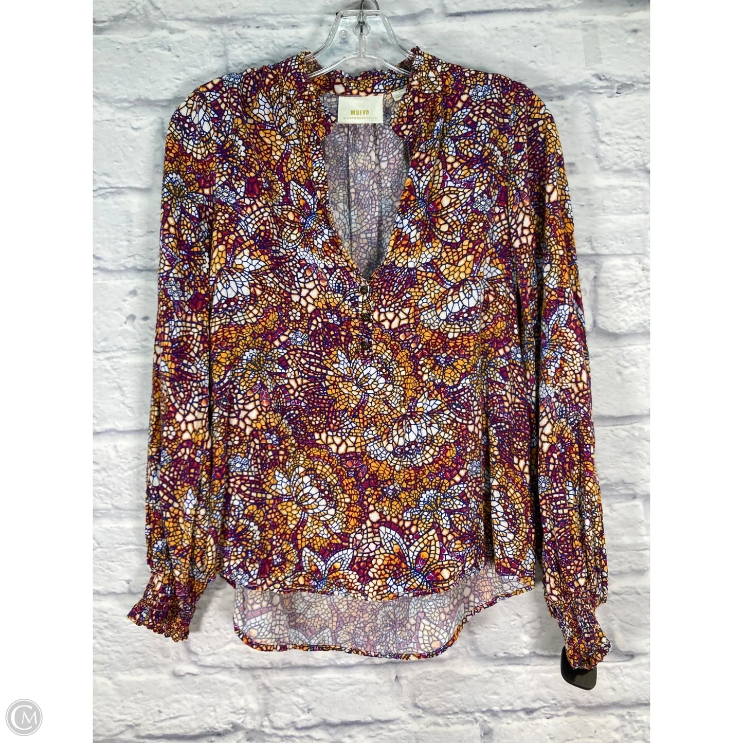 Top Long Sleeve By Maeve In Purple & Yellow, Size: Xs