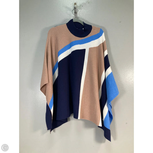 Poncho By Chicos In Blue & Tan, Size: Osfm