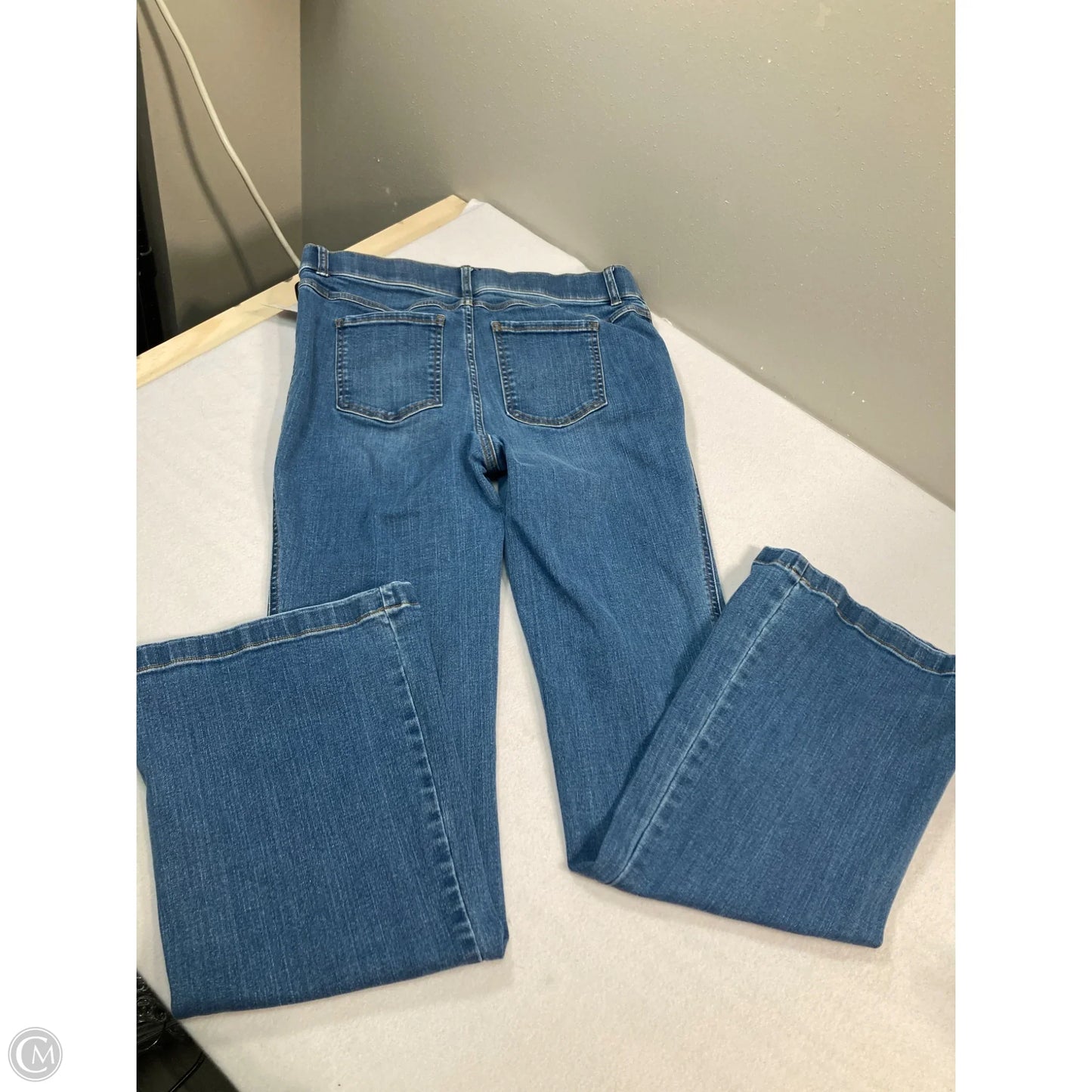 Jeans Flared By Spanx In Blue Denim, Size: 12