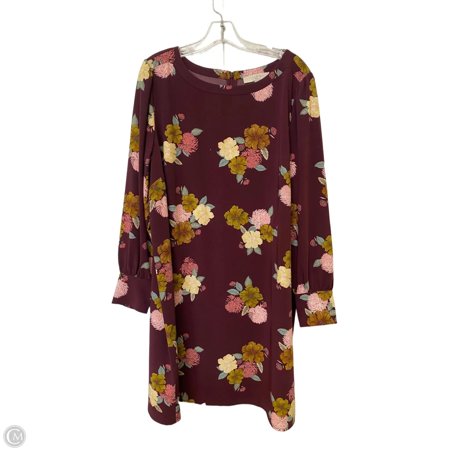 Dress Casual Midi By Loft In Maroon, Size: 18