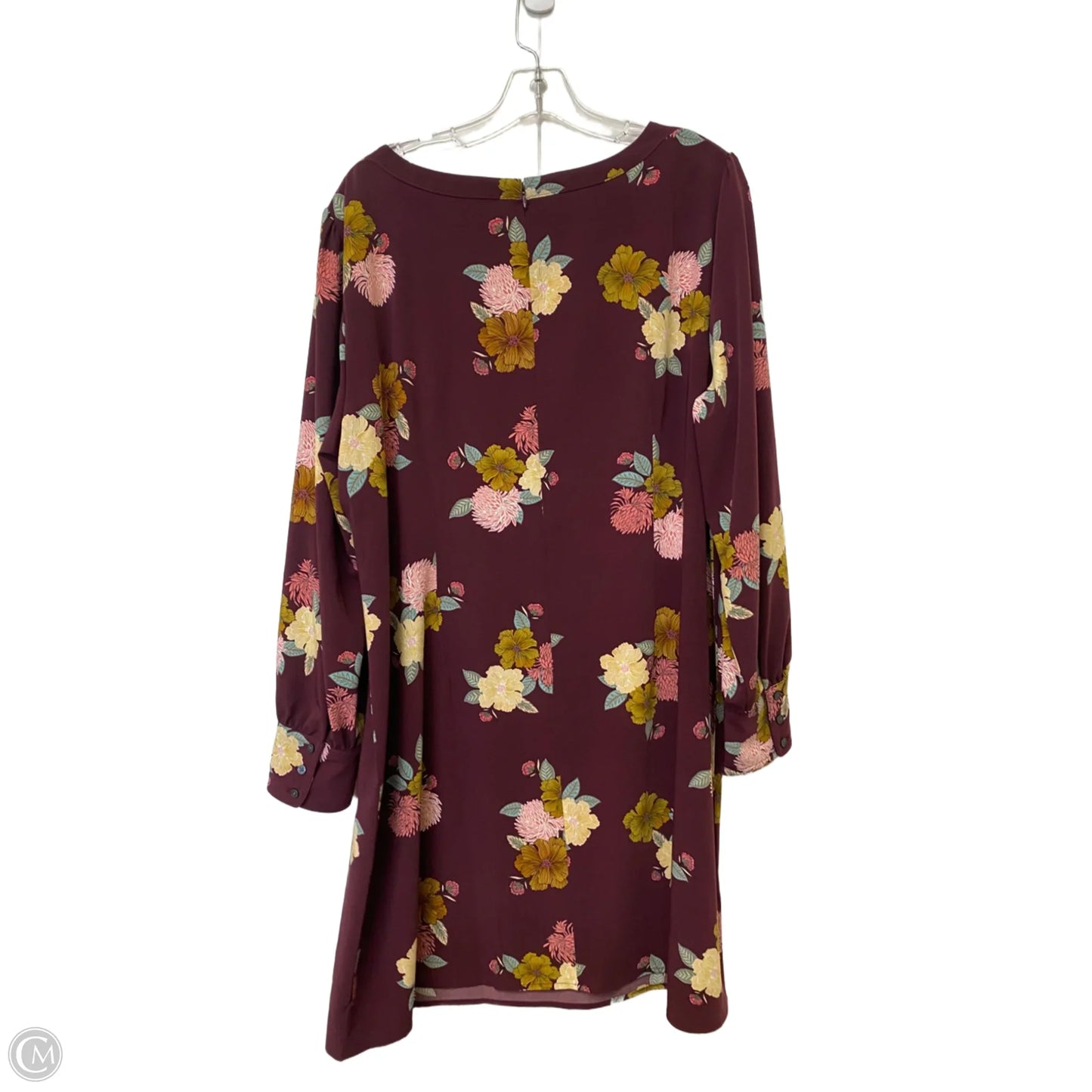 Dress Casual Midi By Loft In Maroon, Size: 18