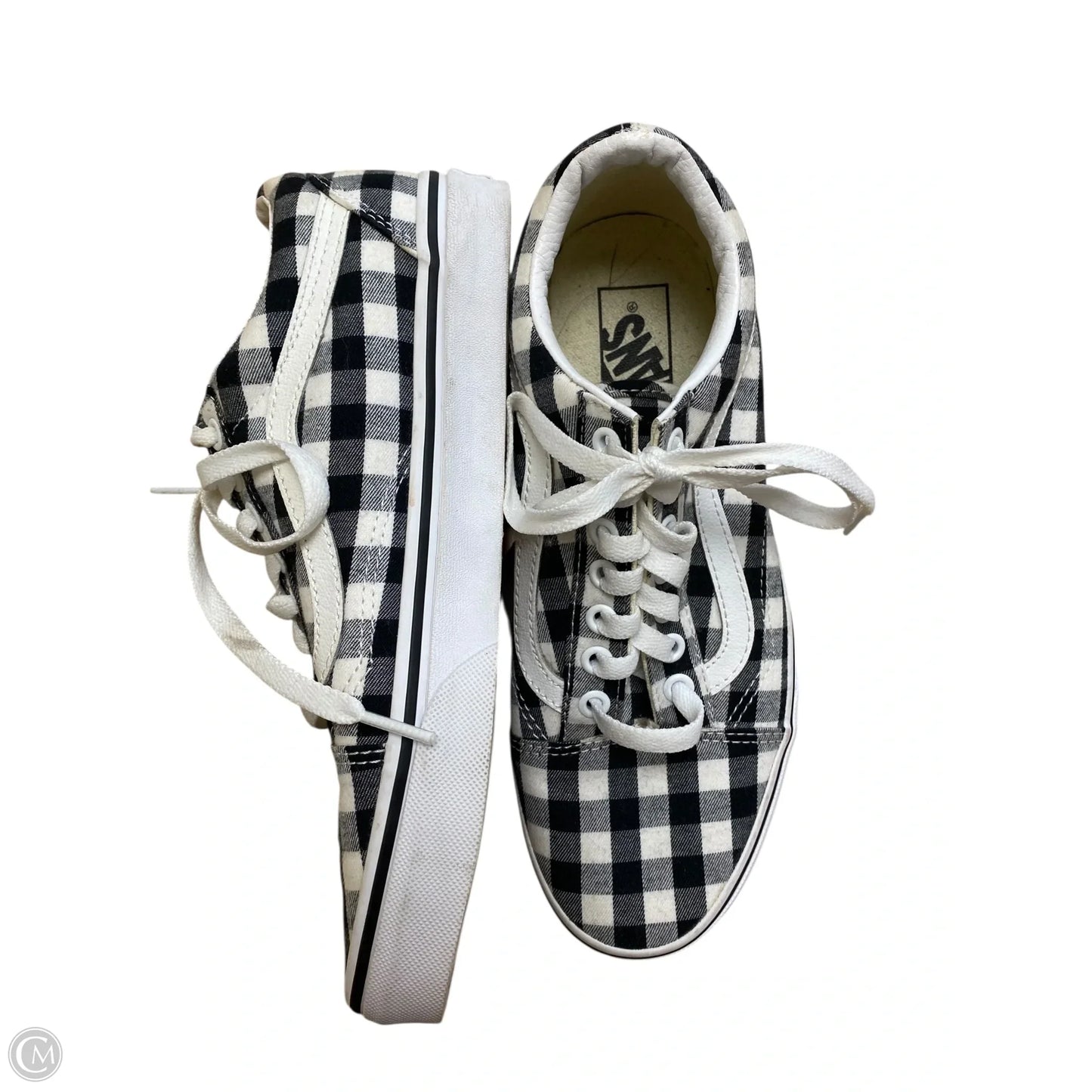 Shoes Flats By Vans In Black & White, Size: 8