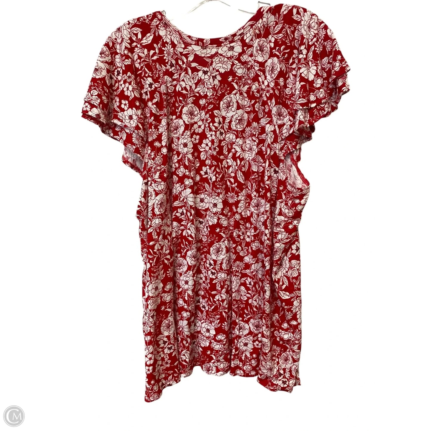 Top Short Sleeve By Lane Bryant In Red & White, Size: 2x